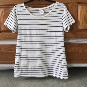 H&M WHITE STRIPED TEE-SHIRT